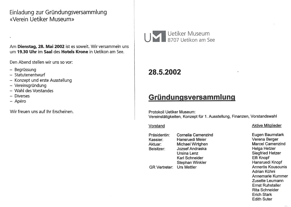 Gründungsversammlung vom 28. Mai 2002