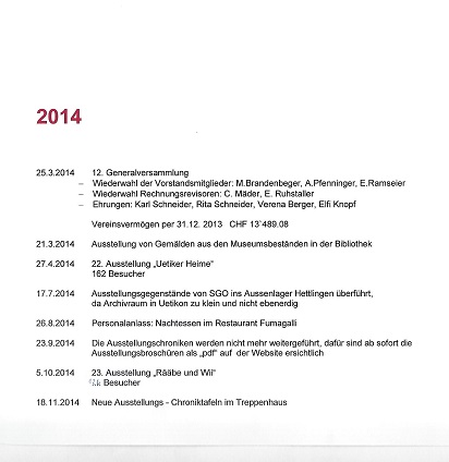 Chronologie Jahr 2014