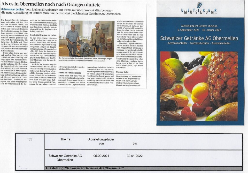 35. Ausstellung "Schweizer Getränke AG Obemeilen"